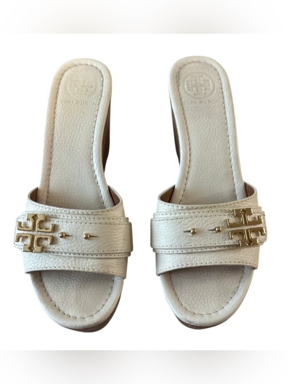 Tory Burch Elina Platform Wedge Ivory Gold 9
